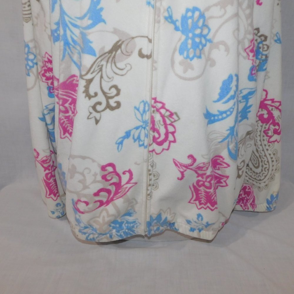 White Stag Paisley Floral Fleece Full Zip Jacket Cream Brown Pink Blue Womens L - Picture 3 of 11